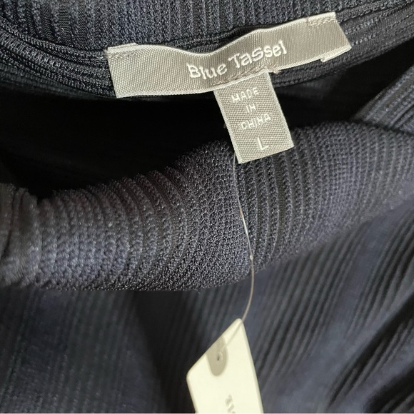 Anthropologie Blue Tassel Off Shoulder Top - Picture 9 of 12